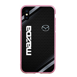 Чехол iPhone XS Max матовый Mazda карбон, цвет: 3D-розовый