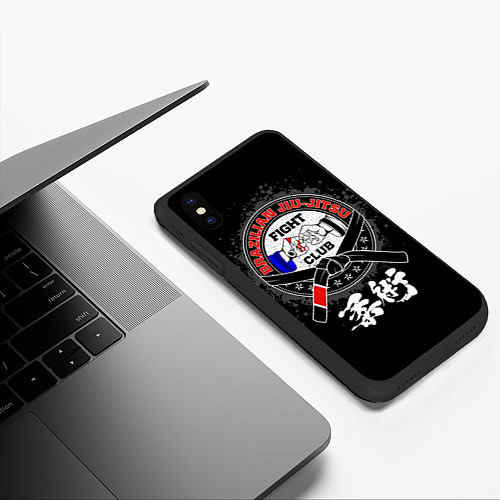 Чехол iPhone XS Max матовый Jiujitsu brazilian splashes logo / 3D-Черный – фото 3