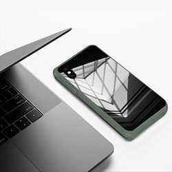 Чехол iPhone XS Max матовый Абстрактные тени и геометрические фигуры, цвет: 3D-темно-зеленый — фото 2