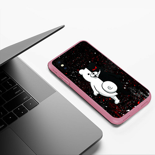 Чехол iPhone XS Max матовый Monokuma paint / 3D-Малиновый – фото 3