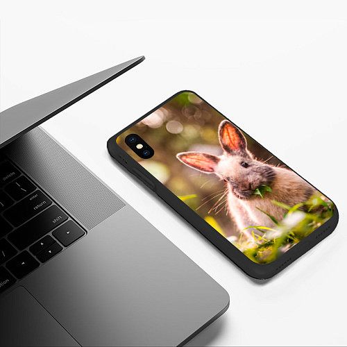 Чехол iPhone XS Max матовый Милый кролик / 3D-Черный – фото 3