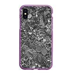 Чехол iPhone XS Max матовый Металлические предметы, цвет: 3D-фиолетовый