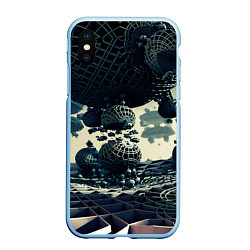 Чехол iPhone XS Max матовый Трехмерный готический фрактал, цвет: 3D-голубой