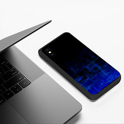 Чехол iPhone XS Max матовый Однотонный черный и темно синий гранжевый градиент, цвет: 3D-черный — фото 2