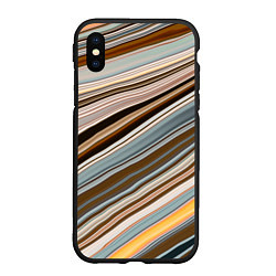 Чехол iPhone XS Max матовый Colored wavy lines, цвет: 3D-черный