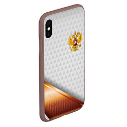 Чехол iPhone XS Max матовый Герб РФ с золотой вставкой, цвет: 3D-коричневый — фото 2