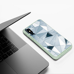Чехол iPhone XS Max матовый Множество треугольников - Абстрактная броня, цвет: 3D-салатовый — фото 2