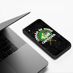 Чехол iPhone XS Max матовый Capoeira Cordao de ouro flag of Brazil, цвет: 3D-черный — фото 2