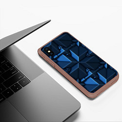 Чехол iPhone XS Max матовый Синяя объёмная броня киборга, цвет: 3D-коричневый — фото 2