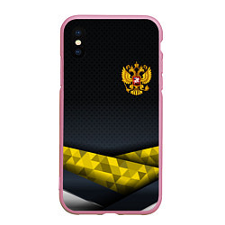 Чехол iPhone XS Max матовый Золотой герб black gold