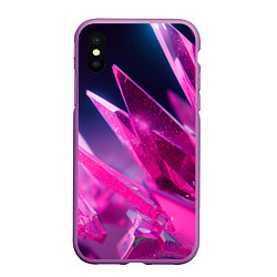 Чехол iPhone XS Max матовый Розовые кристаллы, цвет: 3D-фиолетовый