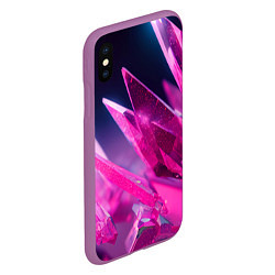 Чехол iPhone XS Max матовый Розовые кристаллы, цвет: 3D-фиолетовый — фото 2