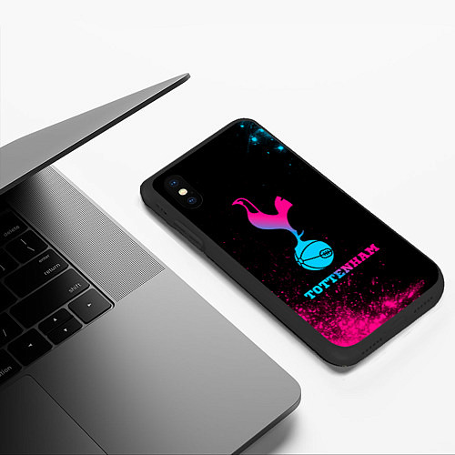 Чехол iPhone XS Max матовый Tottenham - neon gradient / 3D-Черный – фото 3