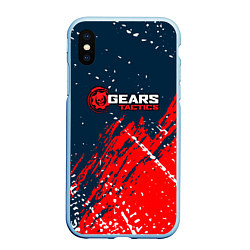 Чехол iPhone XS Max матовый Gears of War - бела-красная текстура, цвет: 3D-голубой