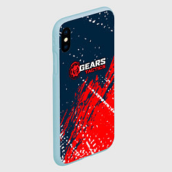 Чехол iPhone XS Max матовый Gears of War - бела-красная текстура, цвет: 3D-голубой — фото 2