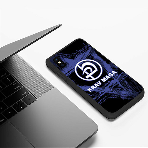 Чехол iPhone XS Max матовый Krav-maga tactical defense system emblem / 3D-Черный – фото 3