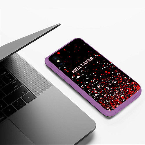 Чехол iPhone XS Max матовый Helltaker краска / 3D-Фиолетовый – фото 3