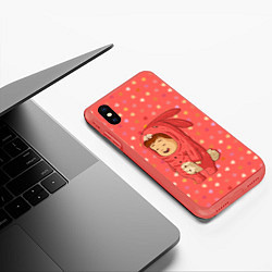 Чехол iPhone XS Max матовый Зайка-малыш, цвет: 3D-красный — фото 2