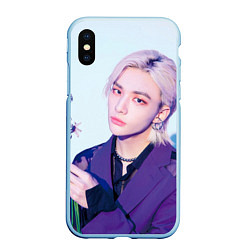 Чехол iPhone XS Max матовый Stray Kids 2nd World Tour Maniac Hyunjin, цвет: 3D-голубой