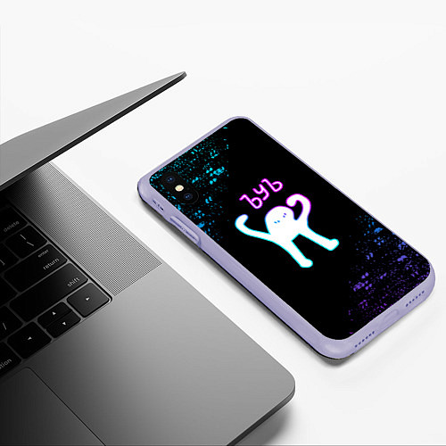 Чехол iPhone XS Max матовый Ъуъ мелкие брызги неон / 3D-Светло-сиреневый – фото 3