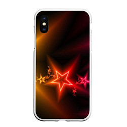 Чехол iPhone XS Max матовый Звёзды с неоновым свечением, цвет: 3D-белый