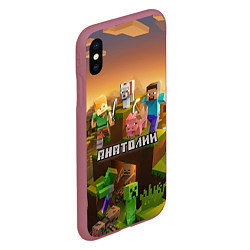 Чехол iPhone XS Max матовый Анатолий Minecraft, цвет: 3D-малиновый — фото 2