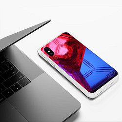 Чехол iPhone XS Max матовый Ледяные кубы - Красный, синий, розовый, цвет: 3D-белый — фото 2