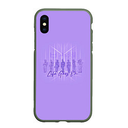 Чехол iPhone XS Max матовый BTS live goes on purple, цвет: 3D-темно-зеленый