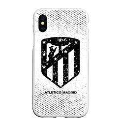 Чехол iPhone XS Max матовый Atletico Madrid с потертостями на светлом фоне, цвет: 3D-белый