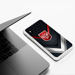 Чехол iPhone XS Max матовый Красный герб России, цвет: 3D-белый — фото 2