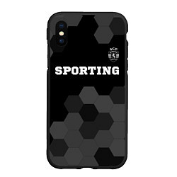 Чехол iPhone XS Max матовый Sporting sport на темном фоне: символ сверху, цвет: 3D-черный