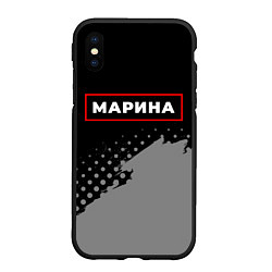Чехол iPhone XS Max матовый Марина - в красной рамке на темном, цвет: 3D-черный