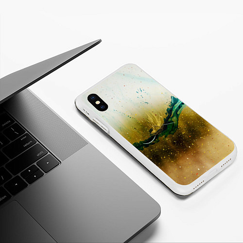 Чехол iPhone XS Max матовый Абстрактные блёстки, тени и краски / 3D-Белый – фото 3