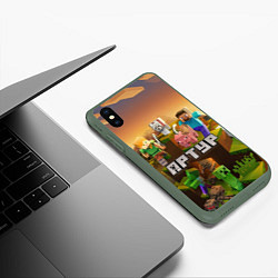 Чехол iPhone XS Max матовый Артур Minecraft, цвет: 3D-темно-зеленый — фото 2