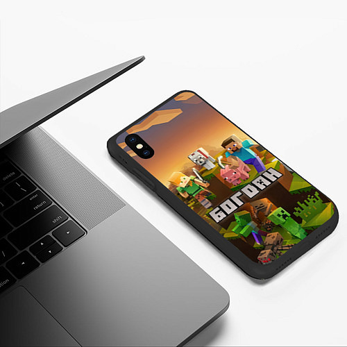 Чехол iPhone XS Max матовый Богдан Minecraft / 3D-Черный – фото 3