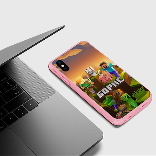 Чехол iPhone XS Max матовый Борис Minecaft / 3D-Баблгам – фото 3