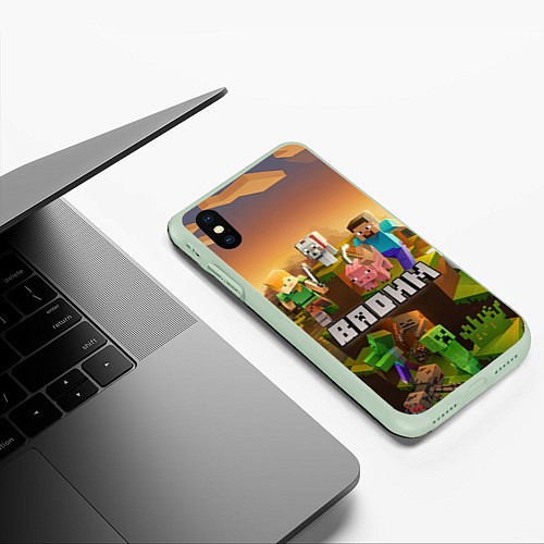 Чехол iPhone XS Max матовый Вадим Minecraft / 3D-Салатовый – фото 3