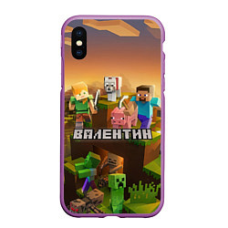 Чехол iPhone XS Max матовый Валентин Minecraft, цвет: 3D-фиолетовый