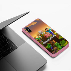 Чехол iPhone XS Max матовый Валерия Minecraft, цвет: 3D-малиновый — фото 2