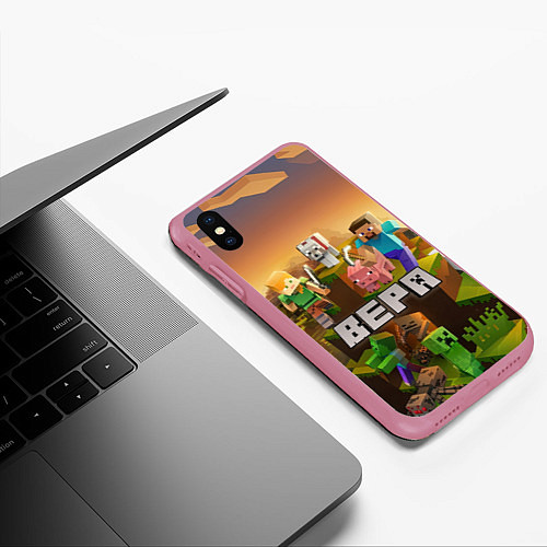 Чехол iPhone XS Max матовый Вера Minecraft / 3D-Малиновый – фото 3