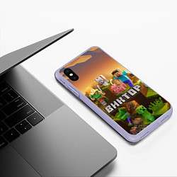 Чехол iPhone XS Max матовый Виктор Minecraft, цвет: 3D-светло-сиреневый — фото 2