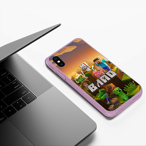 Чехол iPhone XS Max матовый Влад - inecraft / 3D-Сиреневый – фото 3