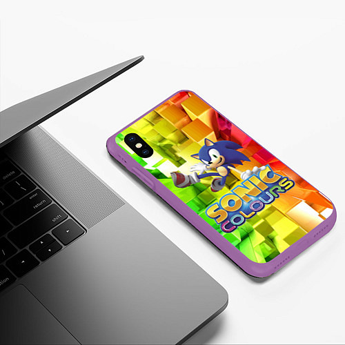 Чехол iPhone XS Max матовый Sonic Colours - Hedgehog - Video game / 3D-Фиолетовый – фото 3