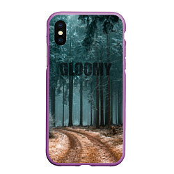 Чехол iPhone XS Max матовый Мрачный Лес GLOOMY, цвет: 3D-фиолетовый