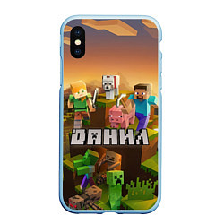 Чехол iPhone XS Max матовый Данил Minecraft, цвет: 3D-голубой