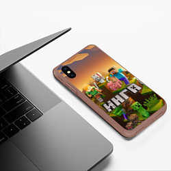 Чехол iPhone XS Max матовый Инга Minecraft, цвет: 3D-коричневый — фото 2