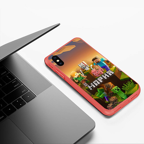 Чехол iPhone XS Max матовый Мария Minecraft / 3D-Красный – фото 3