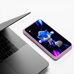 Чехол iPhone XS Max матовый Sonic running, цвет: 3D-сиреневый — фото 2