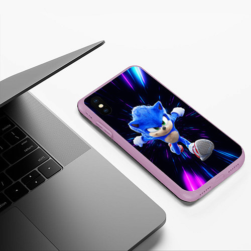 Чехол iPhone XS Max матовый Sonic running / 3D-Сиреневый – фото 3