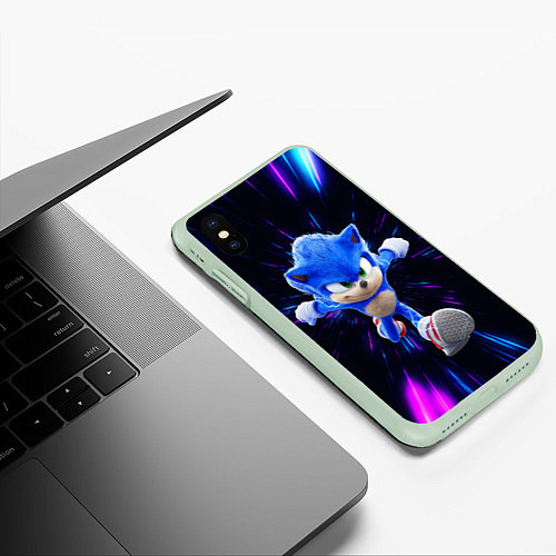 Чехол iPhone XS Max матовый Sonic running / 3D-Салатовый – фото 3